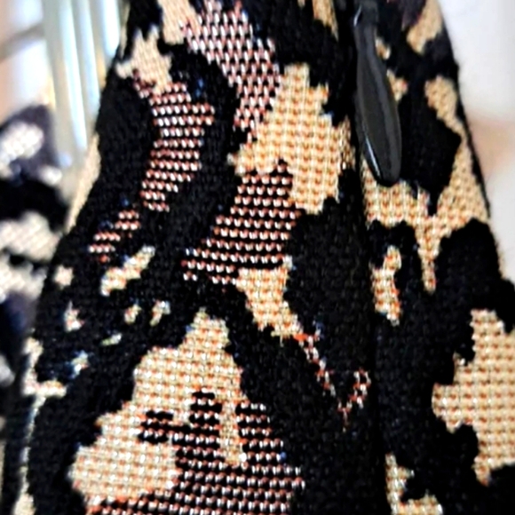 Free People  NWT Black&Gold Brocade Design Cocktail Pants sz8 - Picture 3 of 10